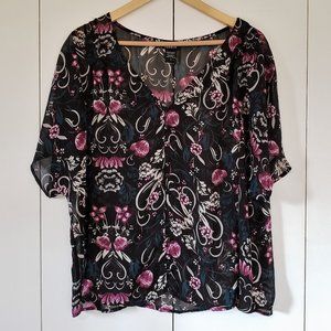 Torrid 3/4 Sleeve Floral Blouse, Torrid Size 0